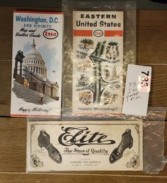 2 Vintage Esso Maps 1 Desk Advertising Ephemera  Piece