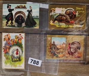 Lot Of 4 Thanksgiving Day Postcards Circa 1910