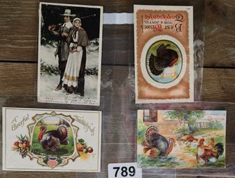 Lot Of 4 Thanksgiving Day Postcards Circa 1910
