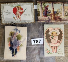 Lot Of 4 Vintage Valentines Dat Postcards Circa 1910
