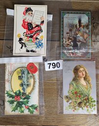 Mixed Lot Of 4 Vintage Christmas Postcards Circa 1910