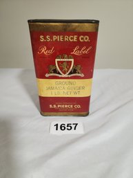 Vintage S. S. Pierce Red Label Jamaican Ginger Advertising Tin