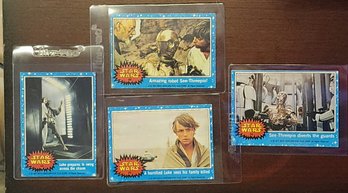 Lot Of 4 Vintage Blue Series Star Wars Trading Cards