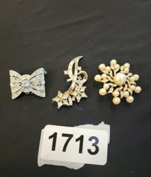 Lot Of 3 Beautiful Vintage Pins