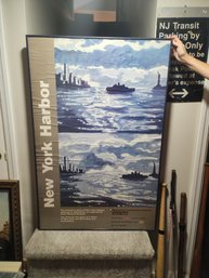 Very Large Framed Advertising Print Of NYC Hudson River View