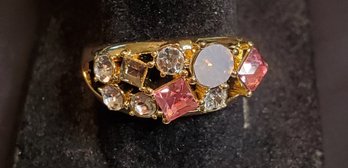 Shades Of Pink Stones Gold Tone Ring