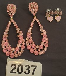 2 Pair Of Pink Earrings