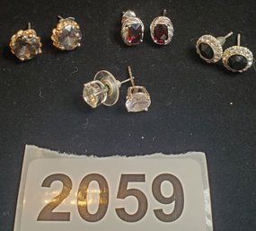 4 Pair Of Studs With Stones