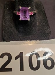 925 India YS Silver Ring W/ Purple And Red Stones