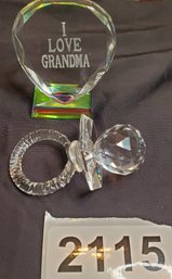 Glass Pacifier And Grandma Plaque