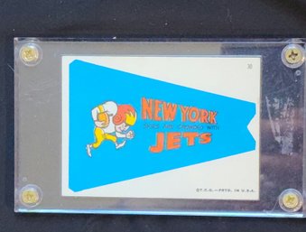 Rare Vintage 1967 Topps Krazy Comic Pennants #30 New York Jets Sticker Awesome Condition