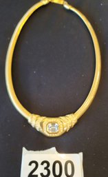 Napier Gold Tone And Diamond Stone Necklace