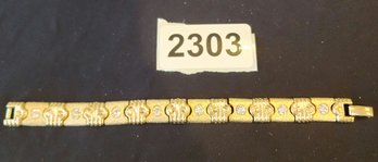 Gold Tone And Diamond Link Bracelet