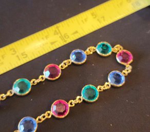 Long Gold And Multicolor Stone Necklace