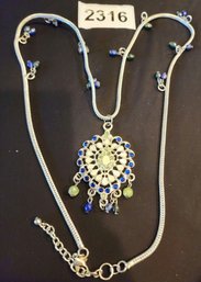 Large Silver And Stone Necklace