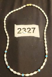 Pearl And Blue Stone Necklace