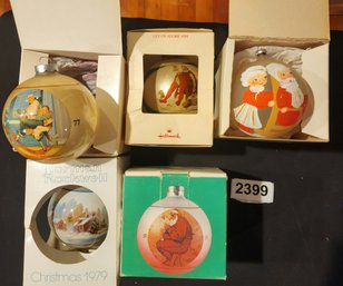 Lot Of 5 Vintage Hallmark & Other Brands Christmas Tree Decorations