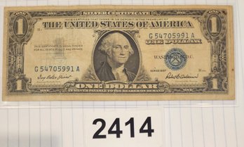 Vintage 1957 U S Currency Silver Certificate