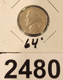 Vintage 1964 U S Currency Jefferson Nickel