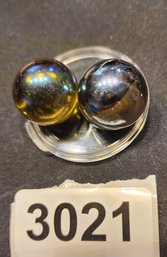 SET OF 2 MIRRORED GLASS MARBLES OUTSTANDING CONDITION