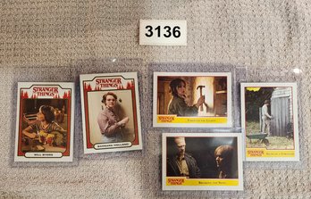 SET OF 5 STRANGER THINGS SERIES 1 TRADING CARDS PLASTIC SLEEVES GREAT CONDITION