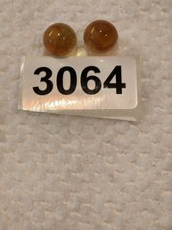 VINTAGE GLASS MARBLES BOTH A BEAUTIFUL BROWN / HONEY COLOR