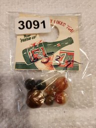 VINTAGE NOS 7-UP BAG OF MARBLES UNOPENED OUTSTANDING CONDITION