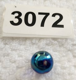 VINTAGE GLASS MARBLE BLUE WITH WHITE & BLACK  ACCENTS