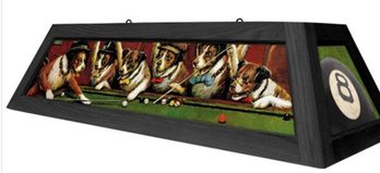 Incredible 3 Foot Standard Pool Table Lamp Dogs Playing Billlards Like New