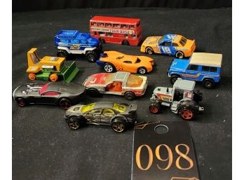 Lot Of Ten Various Vintage Toy Cars Matchbox, Hot Wheels, Etc