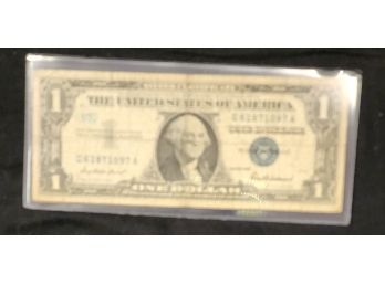 1957 Silver  Certificate U S Currency One Dollar Bill