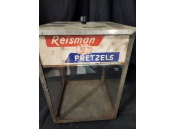 Vintage Reisman Pretzel Countertop Advertising Glass Display Container