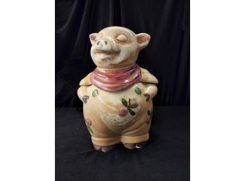 Antique 'Happy Pig' Ceramic Cookie Jar