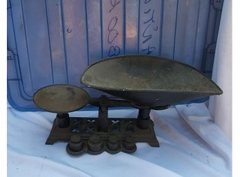 Antique Scale And Original Counterweights