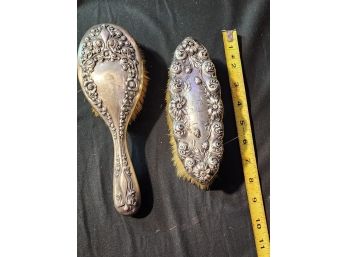 Antique Ornate Silver Brushes