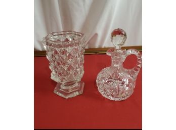 Two Beautiful Pieces Of Cut Glass With Stopper