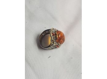 Amazing Amber Silver Ring