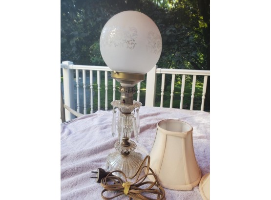 Antique Etched Glass Globe Lamp