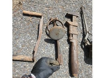 Lot Of Antique Tools Including Wood Carvers Press & More