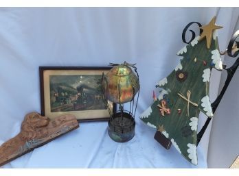Christmas Pieces, Dog Statue, Framed Picture