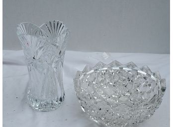 Crystal Bowl And Vase