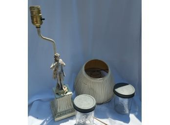 Antique Lamp & 2 Mason Jars