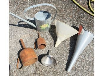 Variety Of Funnels & Watering Cans 6pcs Total