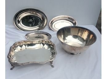 Silver Platter And Service Set