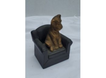 Cast Iron Dog On Couch Paperweight