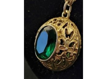 Beautiful Large Green Emerald Necklace Costume Jewelry