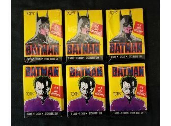 Six  Pack Lot Original 1986 Batman Trading Cards Sealed