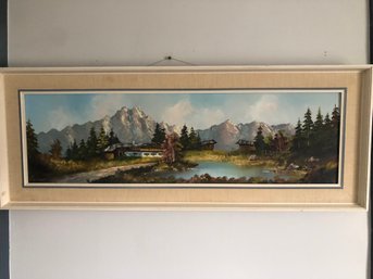 MCM Oil On Canvas Landscape By Well Known Artist Signed Herber
