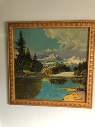 Large MCM Oil On Canvas Of Nature Scene Signed Well Known Artist Seewagen