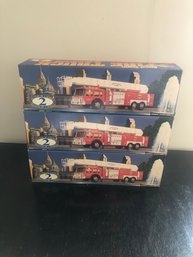 Three 1995 Sunoco Aerial Tower Fire Trucks New In Boxes  2nd Of 95 Series